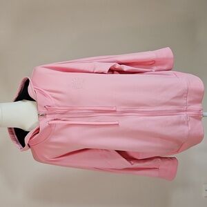 Lauren Ralph Lauren 2X Zip Sweatshirt Jacket Pink Black Hood Emb Logo Athleisure